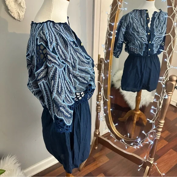 •nwt• ✨rare✨ Chasing Unicorns Lace Embroidered Romper - Picture 7 of 10